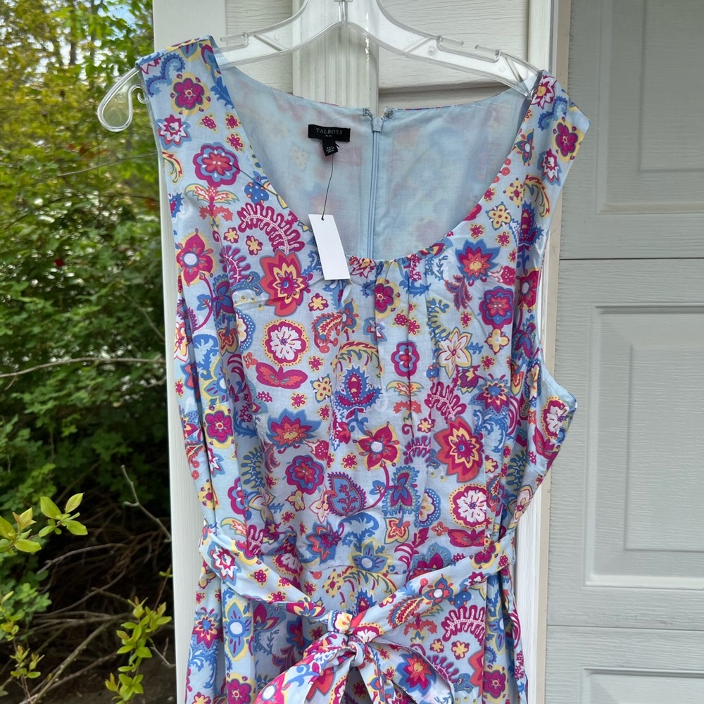 NWT Talbots Pretty Blues Multicolor Floral Lined MIDI Dress - Picture 3 of 6